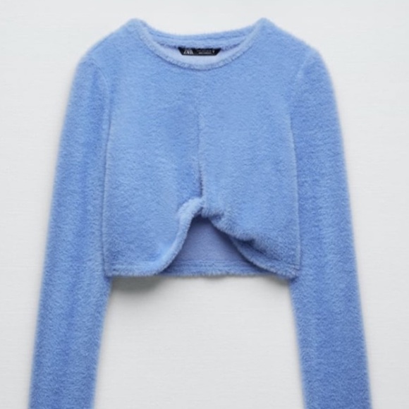 ZARA Soft Cut Out Crop Top Sweater BNWT - Picture 6 of 6